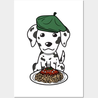 Dog eating Spaghetti - dalmatian Posters and Art